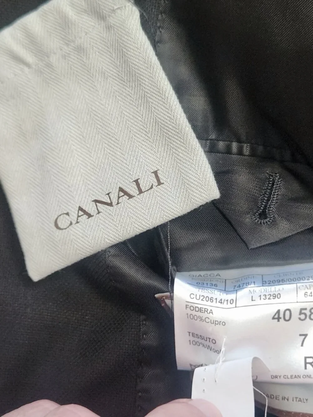 Canali black blazer 46R men's wool two button Italy